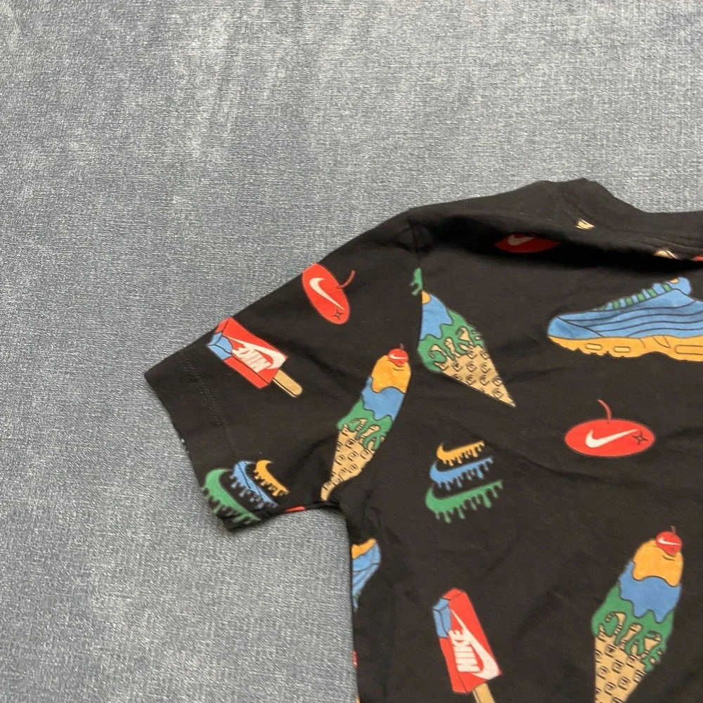 Nike T-Shirt Kids Small Black Ice Cream Print Short Sleeve Crew Neck Casual Wear